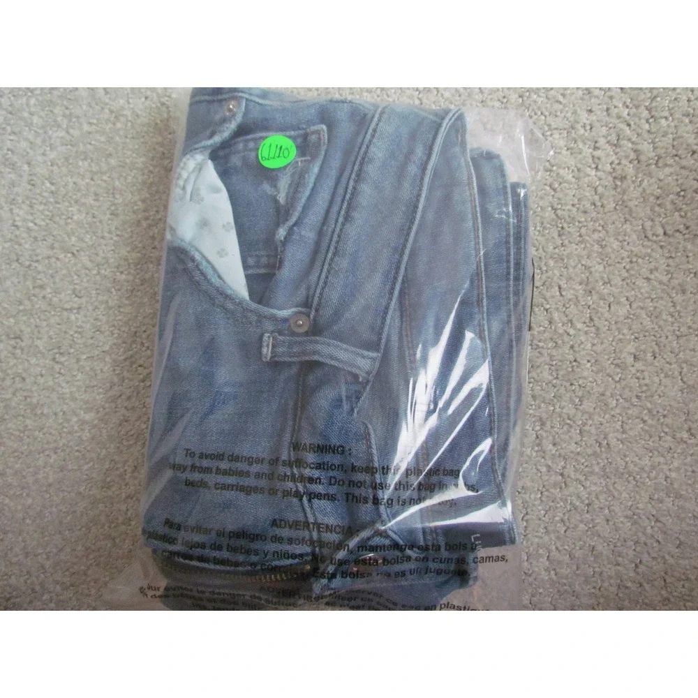 Lucky Brand Denim Bermuda Shorts 36 Blue Distressed Stretch Jean Shorts